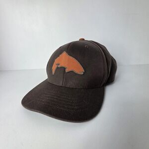 Simms Hat Fish Brown 110 Flexfit Baseball Cap One Size Snapback Logo Outdoor